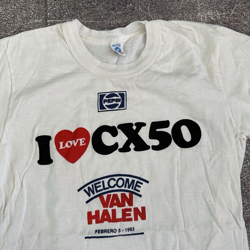Women's Vintage 80's 1983 Pepsi Welcomes Van Halen Mexico Tour T Shirt Tee Sz S
